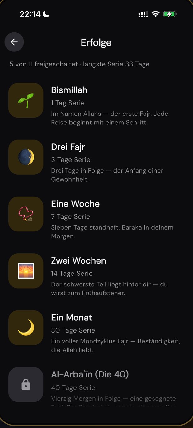 Erfolge: von Bismillah bis zur längsten Serie von 33 Tagen